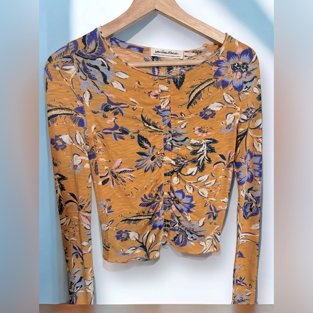 Free People | Dreamed of You Floral  Ruched Top | Sz: XS | Bohemian Boho Chic
